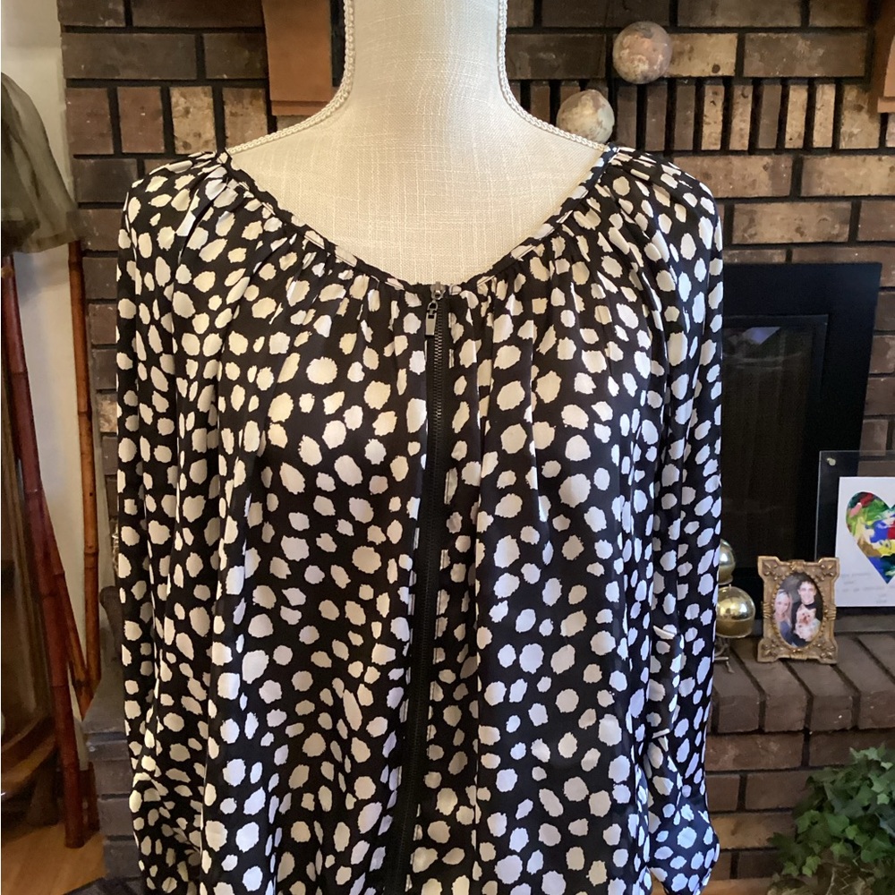 Black and Cream Polka Dot Blouse